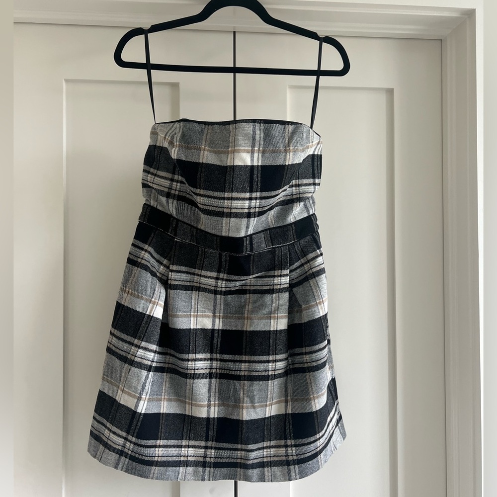 NWT French Connection Plaid Strapless Mini Dress